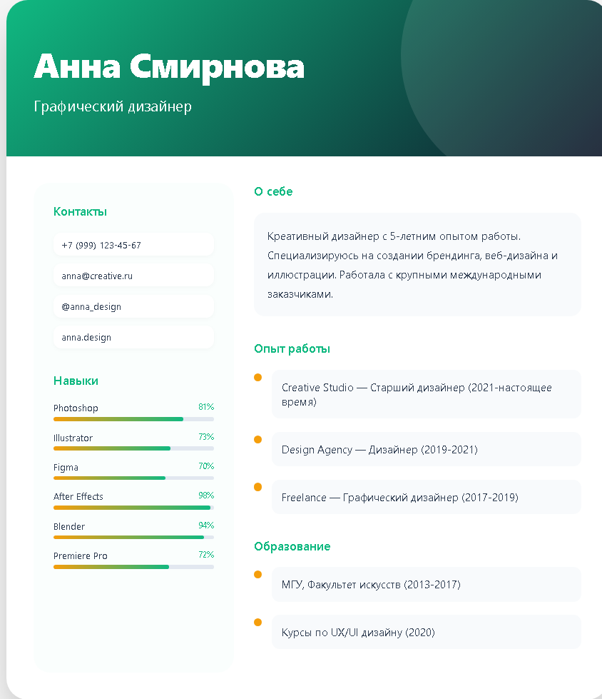 Креативное резюме